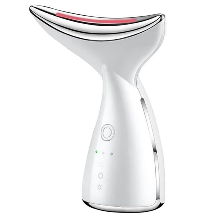 Appareil De Massage Et Lifting Visage/cou - 3 Niveaux De Vibration, Lumière LED, Chaleur 45°C - Rechargeable