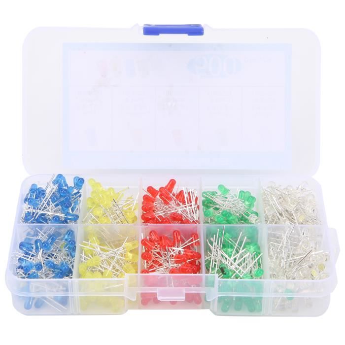 Lot De 150 Diodes LED 3mm – 5 Couleurs (blanc, Rouge, Jaune, Vert, Bleu) | Pour Circuits électroniques, Décoration