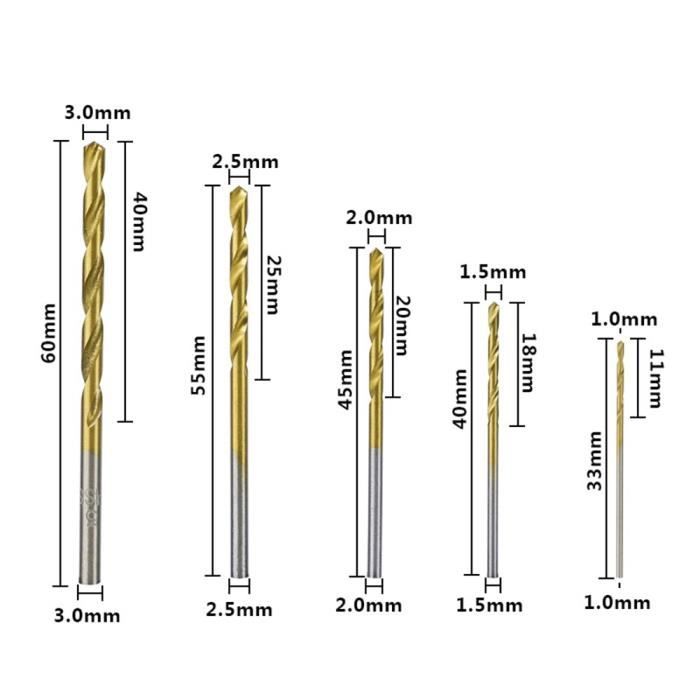 Lot De 230 Forets Hélicoïdaux Métal/bois - 1 à 13 Mm, Revêtement Titane, HSS, Coffret Métal, Pour Acier, Bois, Plastique - 6