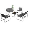IDMARKET Salon de jardin bas MALAGA 6 places avec canapés, fauteuils et table gris anthracite-1
