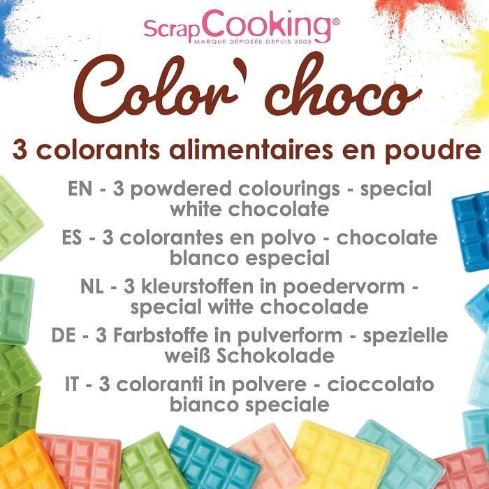 Colorant alimentaire liposoluble Color'choco 5 g bleu + Poudre