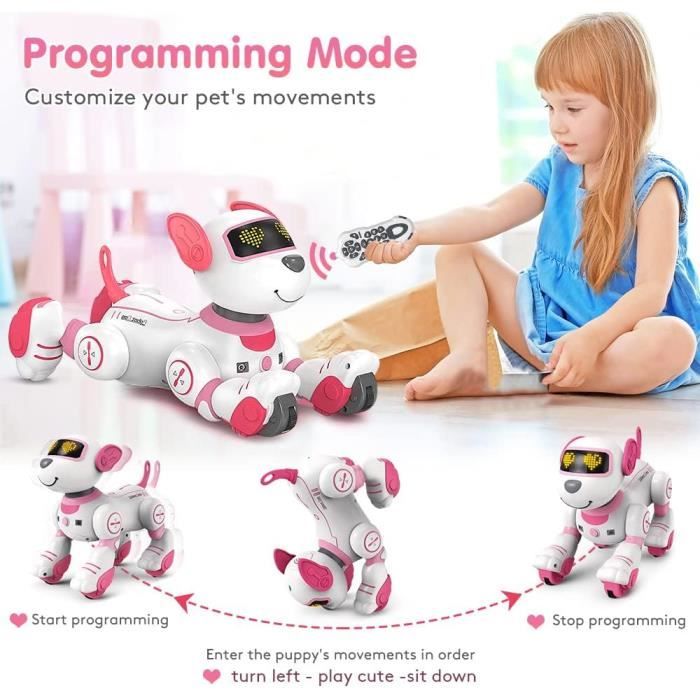 Chien jouet d'induction télécommande mignon robotique chiot éducation précoce robot intelligent animal de compagnie programme interactif danse marche Chien jouet d'induction télécommande mignon robotique chiot éducation précoce robot intelligent animal de compagnie programme interactif danse marche