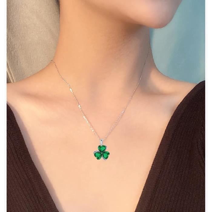 Collier Pendentif Trèfle | Collier Irlandais Shamrock St Patrick'S Day Collier Pendentif Trèfle | Collier Irlandais Shamrock St Patrick'S Day