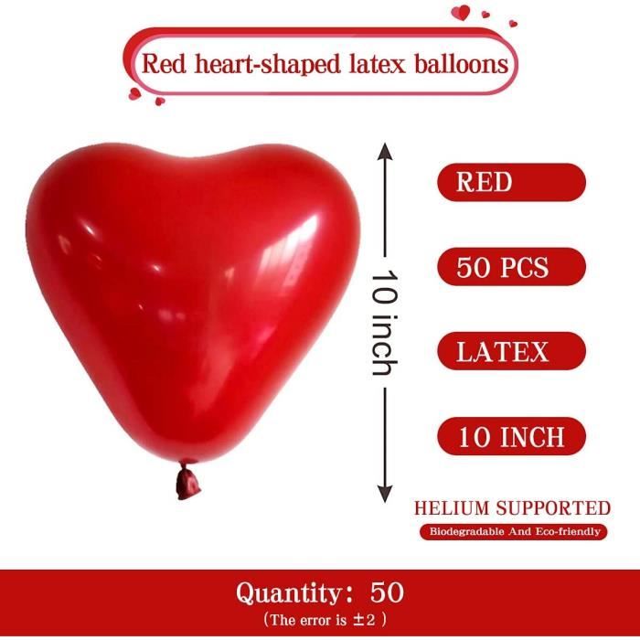 Ballon En Forme Coeur Rouge Blanc, 50 Ballons De Mariage De Coeur Rouge Amour  Ballons Coeur En Latex Ballon Coeur Romantique[u967] - Cdiscount Maison