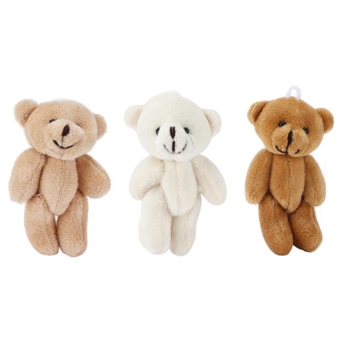 12 Mini Ours En Peluche Avec Vêtements En Toile De Lin - Déco Mariage, Anniversaire, Noël | Cadeau Mignon Et Déco Festive