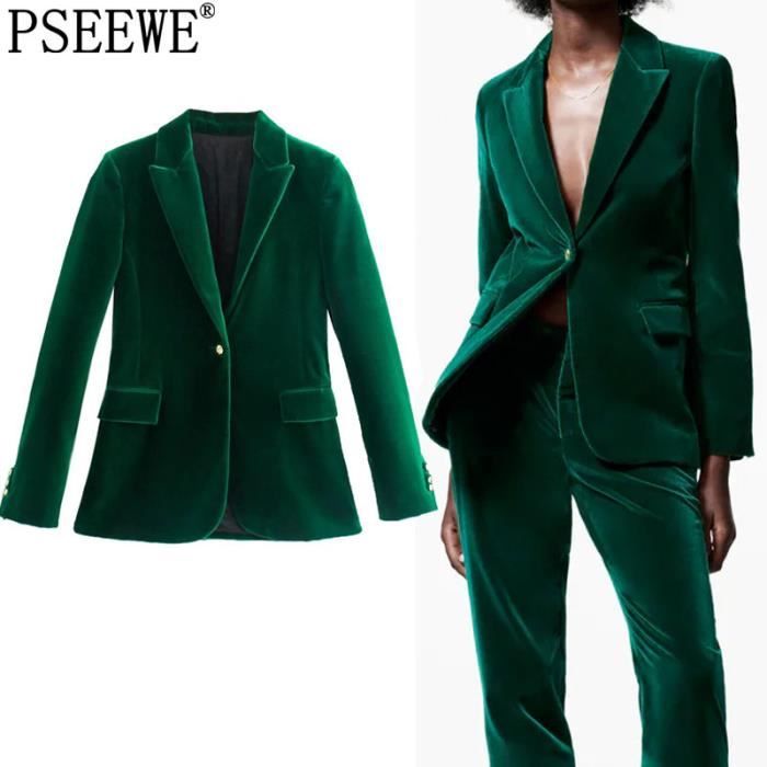 Tailleur Velours Vert Femme Veste Velours Verte Veste Blazer