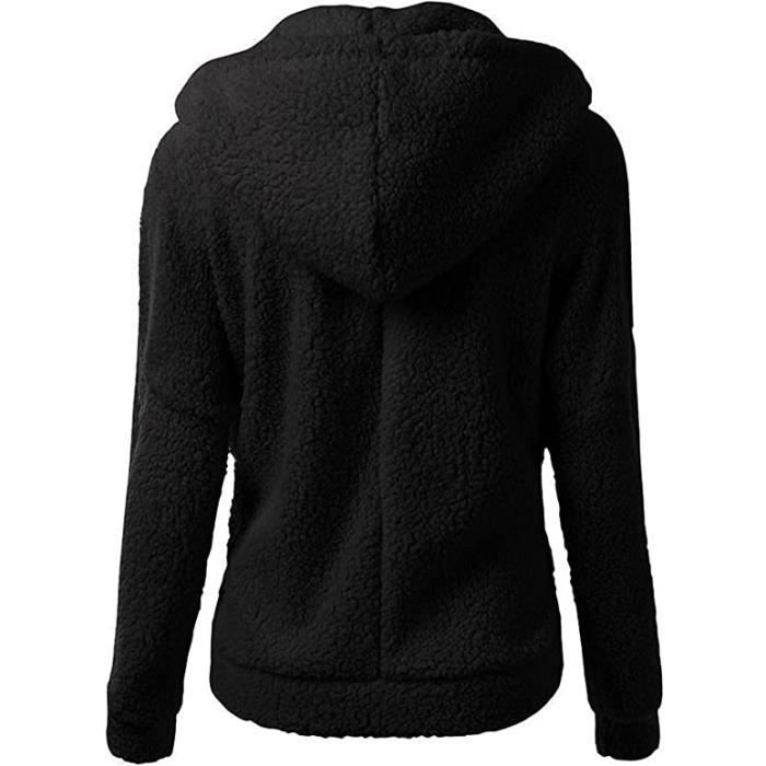 Veste Femme Polaire Capuche Manteau Fourrure Femme Hiver Chaud