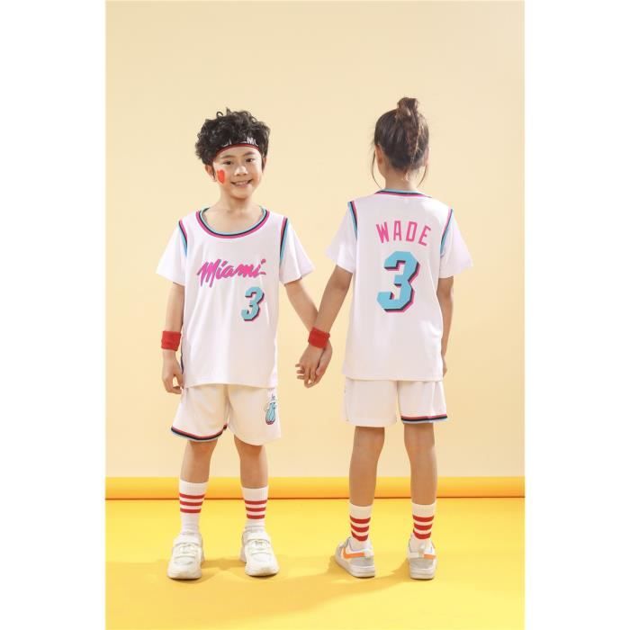 Maillot de basket enfant NO.3 manches courtes blanc