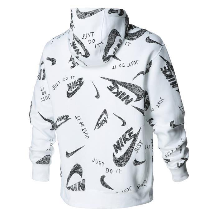 NIKE M NSW CLUB HOODIE PO BB AOP 1 BLANC Cdiscount Pr t Porter