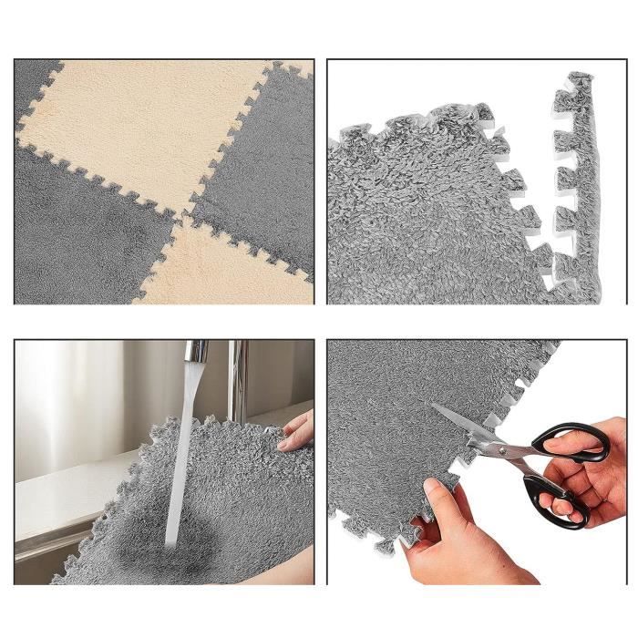 LUPATDY Tapis Puzzle En Mousse Ultra-doux – Lot De 12 Carreaux De 30x30 Cm – Parfait Pour Chambre D’enfant, Salon Ou Salle De Jeu – Gris