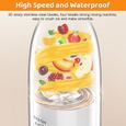 JOULLI Mini extracteur de jus juicer Pour shakes et smoothies Fruits Légumes , mixeur portable rechargeable par USB Blanc-2