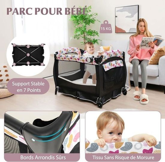 Lit Bebe 4 En 1 Lit Dappoint Portable Lit De Voyage Avec Matelas Pliable Et Table A Langer Gris Clair 88305341