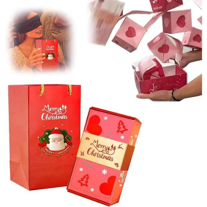 EPRHAY Lot de 10 Boîtes surprises de Noël pour invités, pochettes-surprises  pour petits cadeaux de Noël, rouge