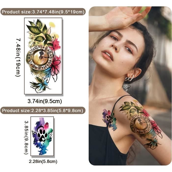 10 Feuilles De Tatouages Temporaires Pour Femmes Filles Fleurs Serpent Dragon Tatouage Ephemere Temporaire Hommes Enfants Imperméable 3D Autocollant