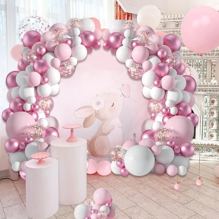 Decoration bapteme fille arche ballons anniversaire rose gold guirlande  ballon confettis rose blanc déco fete baptême mariage - Cdiscount Maison