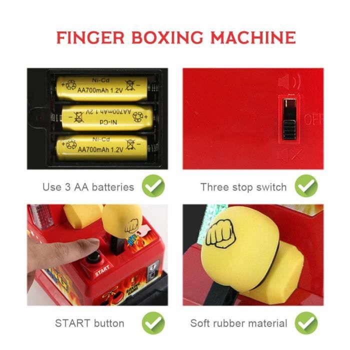 Mini Machine à Boxe De Doigt - Jouet De Bureau Anti-stress Avec Cible En Caoutchouc Souple - 5x7x9 Pouces - Pour Défis Et Divertissement