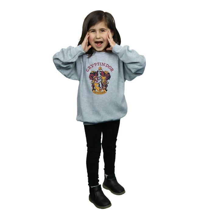 Sweat Harry Potter Fille Gryffondor Col ras du cou Manches longues Gris chine
