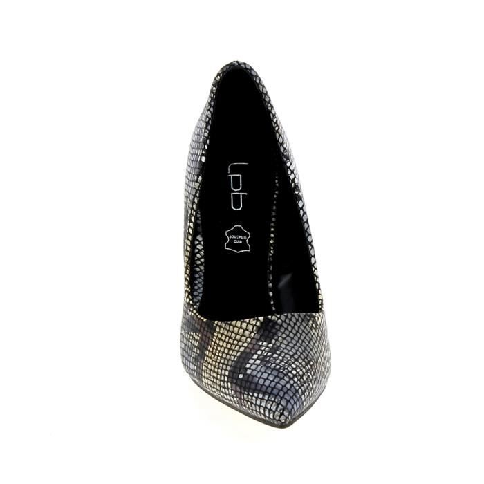 Escarpin LPB Anael Serpent Femme Talon Aiguille Imprim Noir