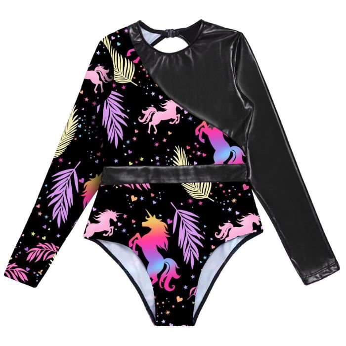 Justaucorps Manches Longues Licorne Pour Fille - Danse, Gym, Ballet - Taille 4 à 16 Ans (5-14 Ans Environ)
