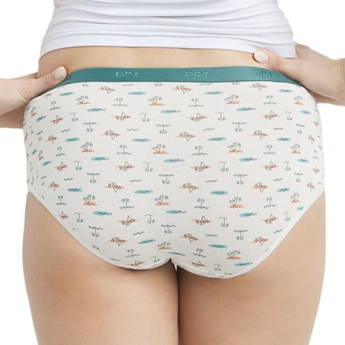 DIM Lot de 3 Boxers Femme Coton POCKETS STRETCH Hello Summer Beige