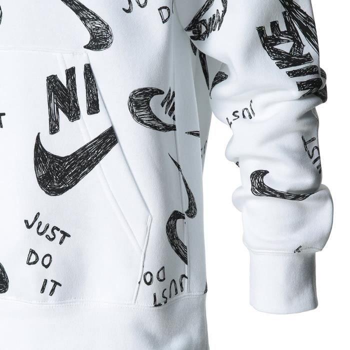 NIKE M NSW CLUB HOODIE PO BB AOP 1 BLANC Cdiscount Pr t Porter