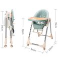 Chaise haute bébé évolutive reglable pliable multifonction confort avec roues - vert-3