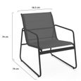 IDMARKET Salon de jardin bas MALAGA 6 places avec canapés, fauteuils et table gris anthracite-3