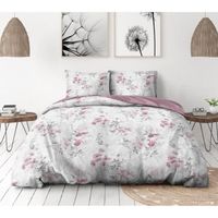 Parure de couette 2 pieces coton 57 fils rose 140 x 200 cm