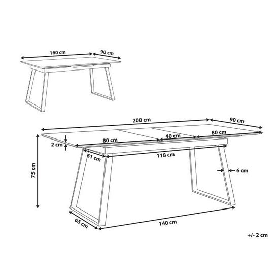 Table 160 X 90 Cm Plateau Extensible Blanc Et Bois Clair Kaluna