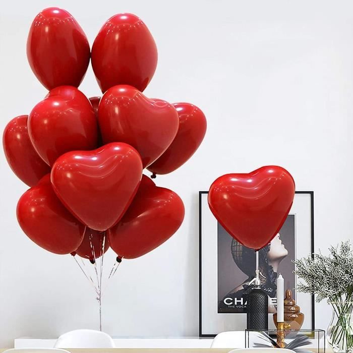 DPKOW 36pcs Amour Coeur Forme Ballons pour Saint-Valentin Décorations  Romantiques, 9 Style Ballons en Latex pour Mariage Anniversaire Fêtes des  Mères