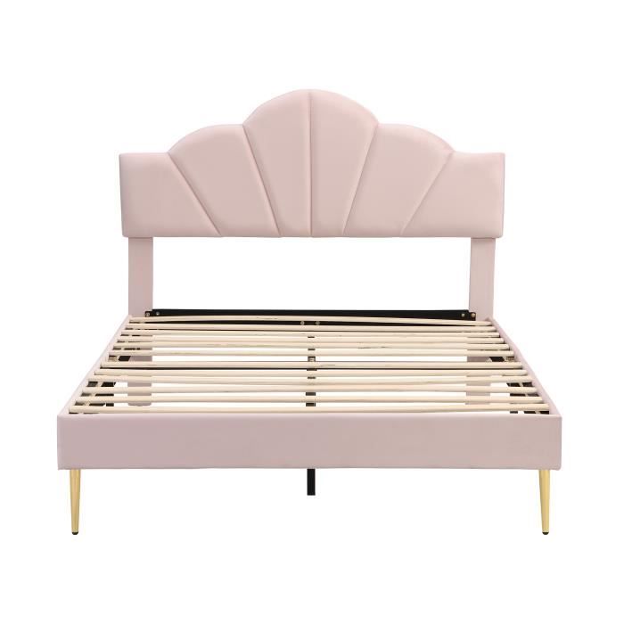 Wuudi Lit capitonné, en Velours,en Forme de Coquillage avec Pieds en