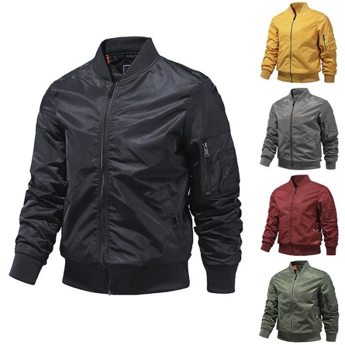 Blouson Homme Bombers MA1 Fashion Casual Couleur unie Blouson Bombers Coupe Vent Confortable Marque Luxe Veste Hommes Vert
