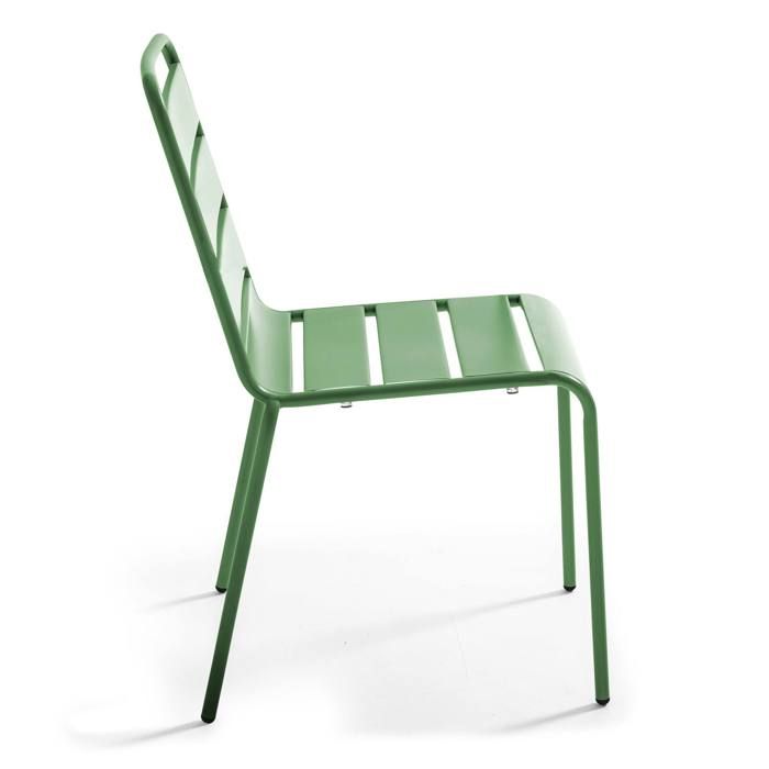 Chaise De Jardin Palavas En Métal Vert Cactus - Empilable, Résistante Aux Intempéries, Dimensions 55x83 Cm