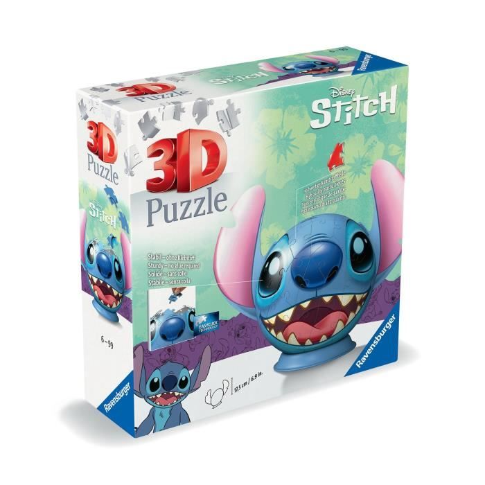 Puzzle 3D Ball Disney Stitch 72 pièces, Dès 6 ans, Ravensburger, 11574 ...