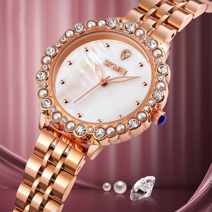 SHARPHY Montre femme de luxe perle diamant bracelet en acier de marque or rose mode gr ce temp rament