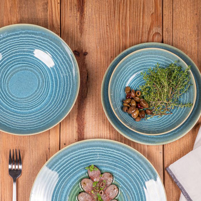 Lot De 6 Assiettes à Dessert Uno Bleu Cobalt - Diamètre 22 Cm - En Grès - Compatible Lave-vaisselle Et Micro-ondes