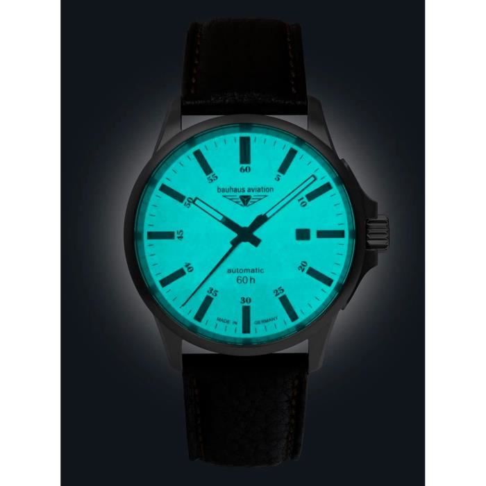 Montre Pour Homme Avec Bracelet En Cuir Titane Automatique 10 Atm