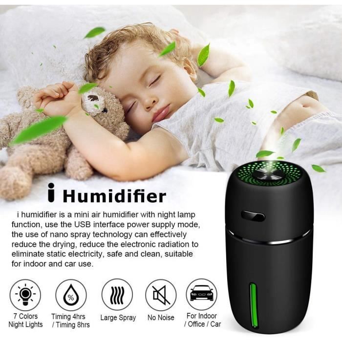 Mini humidificateur d'air 200ML Ultrasonique Huimidificateur Bébé avec 2  Mode de Brume Fraîche, 7 Couleurs LED Humidificateur Bébé U - Cdiscount  Bricolage