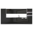 Belini Cuisine Equipee Complete NAOMI Muebles de Cuisine Complets - 360 cm.  Sans Plan de Travail, noir très brillant-0