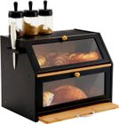 Boîte à Pain - LAROY DUVO - Bambou - Noir - 39 x 26 x 32,5 cm - Avec Planche à Découper