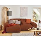 LISA DESIGN Garance - canapé d'angle réversible - 4 places - en velours côtelé - Terracotta