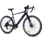 MOMABIKES Moma Bikes - Vélo de Ville Electrique Gravel 28" - Batterie 36V 10Ah - Autonomie Max 70km - 8 Vitesses - Freins Tektro - Gris