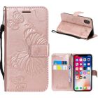 MOONCASE iPhone X Coque Etui à Rabat en PU Cuir Magnétique Antichoc Flip Housse Portefeuille Papillon iPhone X-iPhone 10 5.8"- Rose Or