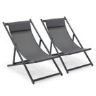 Lot de 2 transats en aluminium anthracite - Oviala