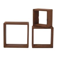 Etagères - Rebecca Mobili - Lot 3 étagères carrées en bois sombre - Dimensions 26x26x9