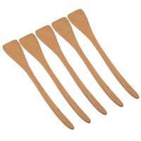 Cuque spatule en bois plate 5 pièces spatule en bois légère, durable, sûre, anti-rayures, surface brillante, application large,