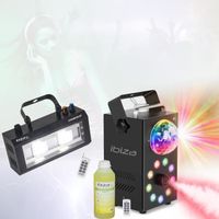 Pack Lumière IBIZA LIGHT - Machine Fumée LEDS RGB FOGGY-ASTRO - Stroboscope - Cadeau Fête Soirée Dj Musique Bar Club