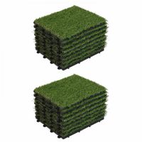 Dalles clipsables gazon artificiel OVIALA - Lot de 16 - Carré - Vert - Fixations invisibles - Drainage efficace