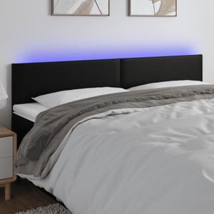 TÊTE DE LIT Tête de lit LED Noir - FYDUN - 160x5x78/88 cm - Similicuir