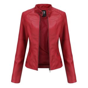 Blouson en hotsell cuir rouge femme